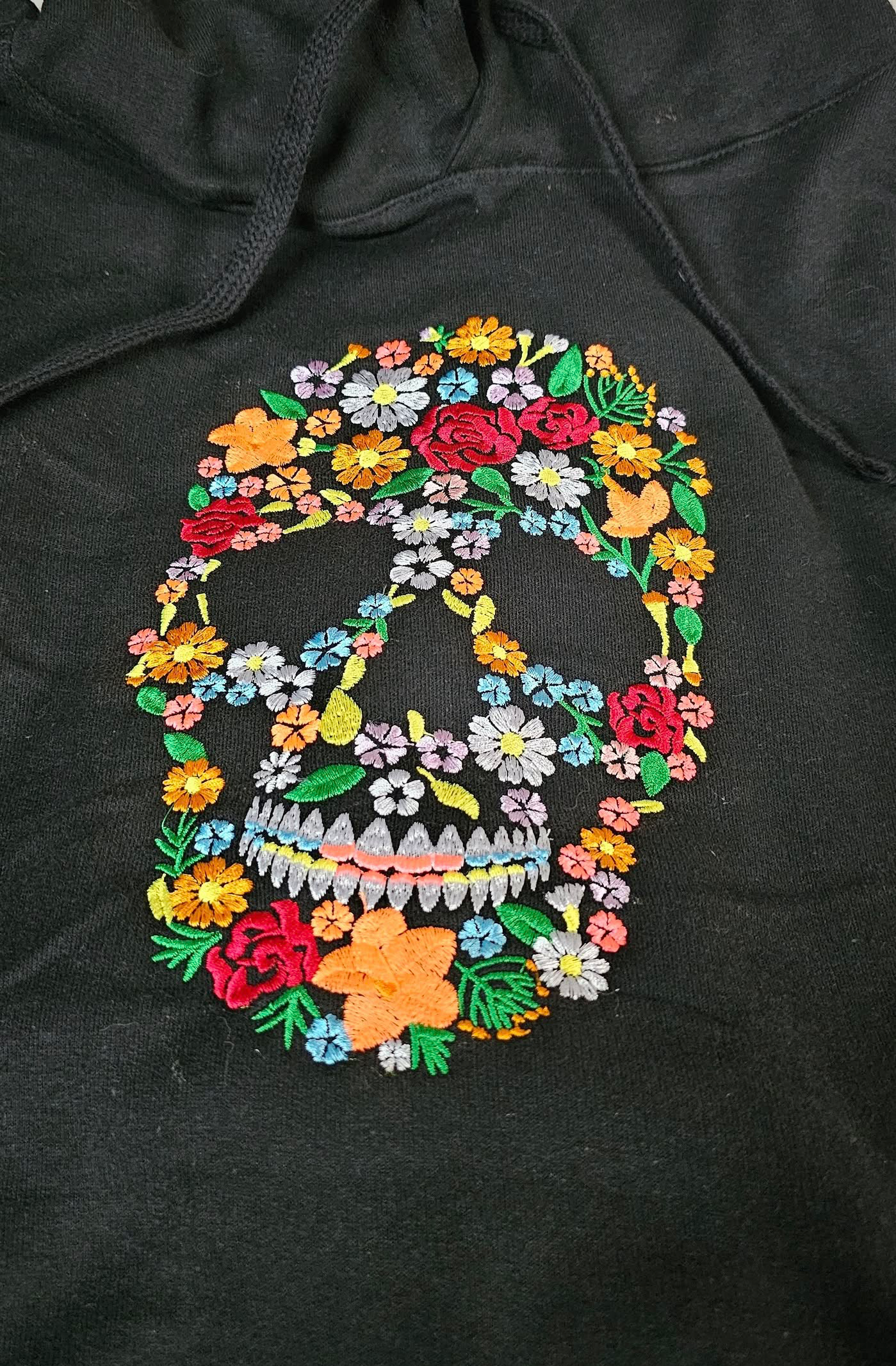 Floral Skull - Embroidered Hoodie