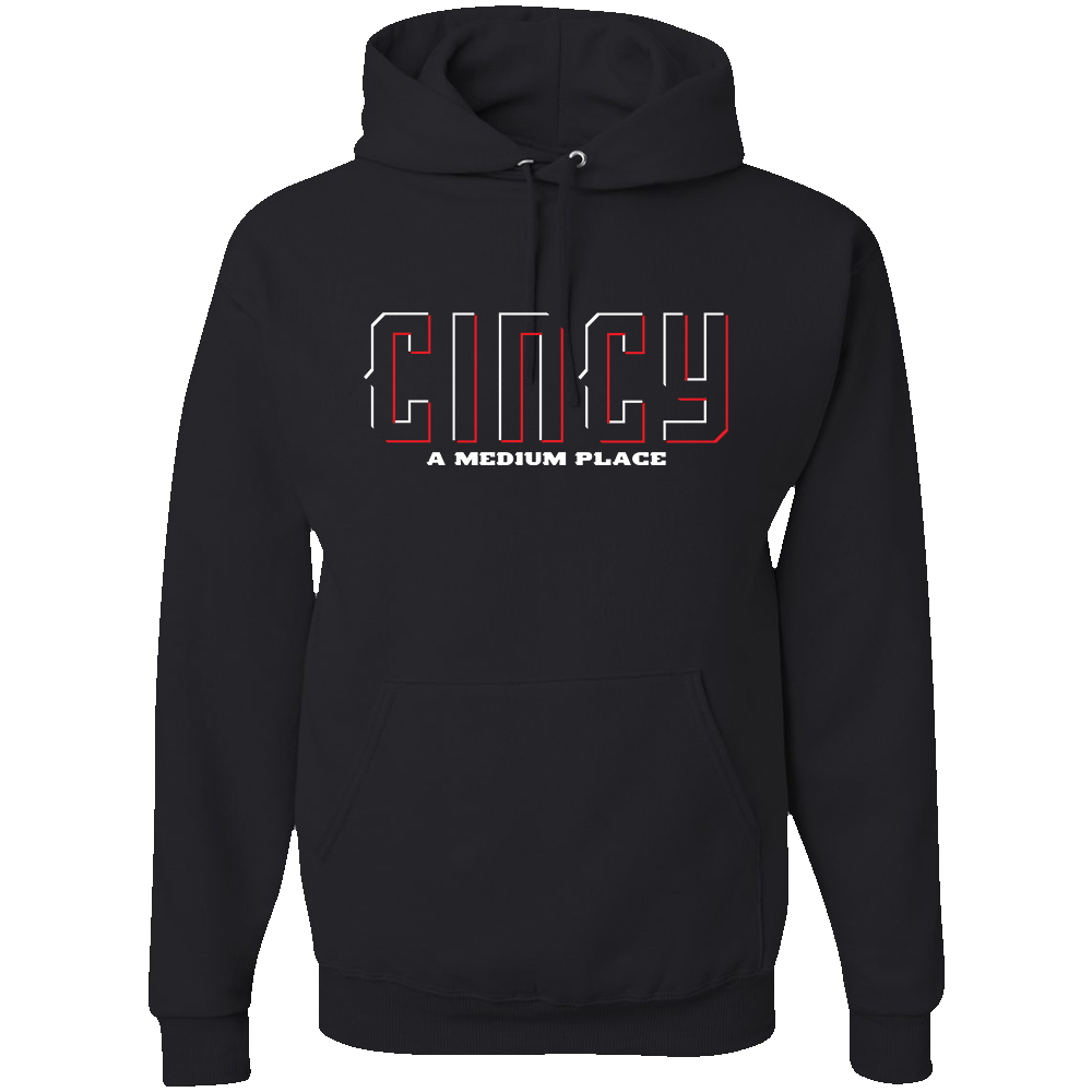Cincinnati - A Medium Place - Red - Embroidered Hoodie