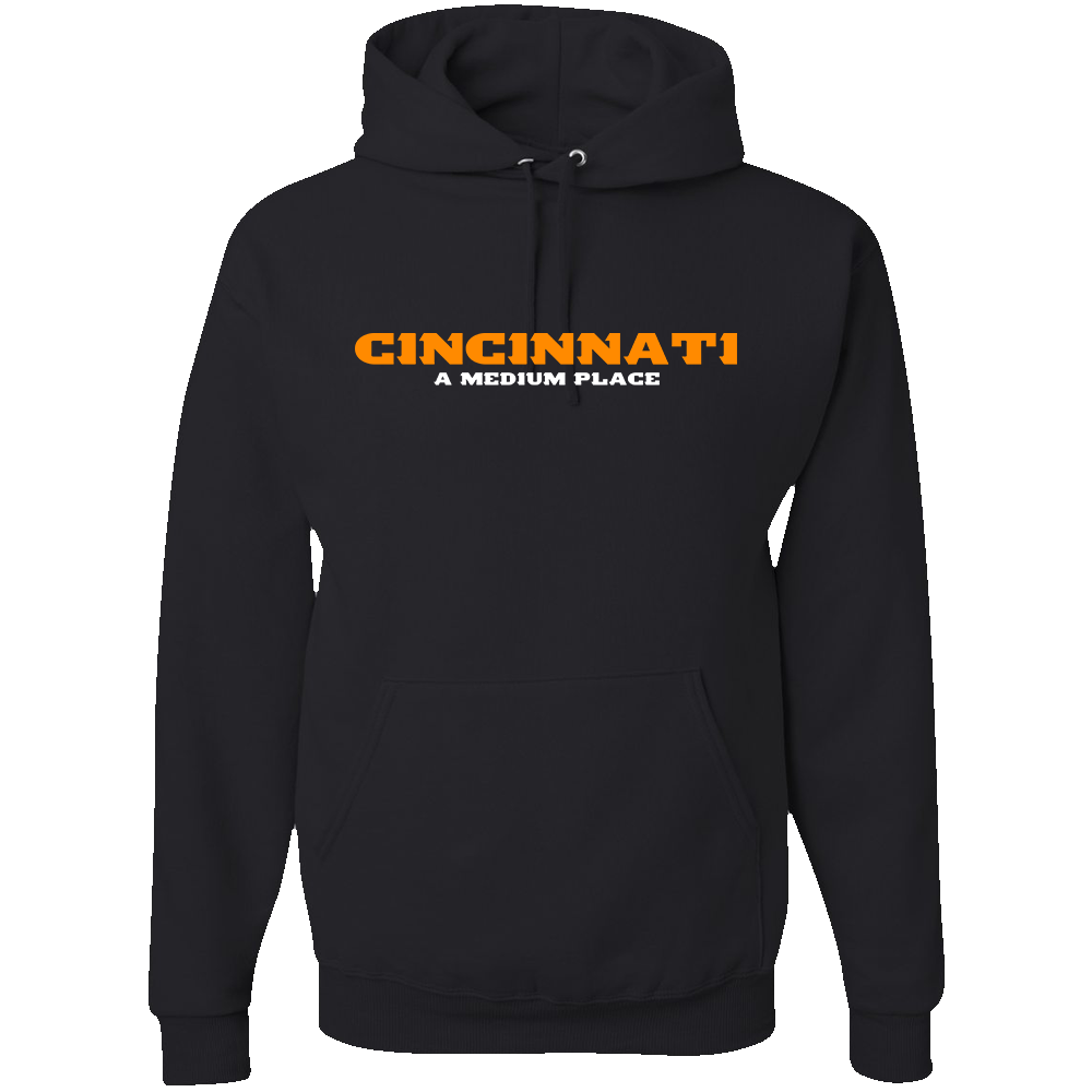 Cincinnati - A Medium Place - Orange - Embroidered Hoodie