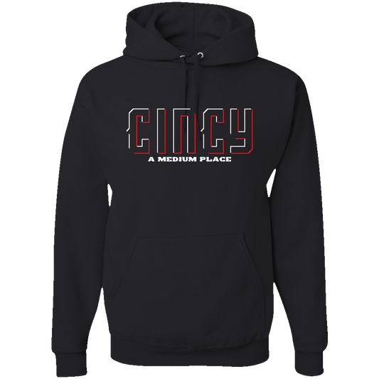 Cincinnati - A Medium Place - Red - Embroidered Hoodie